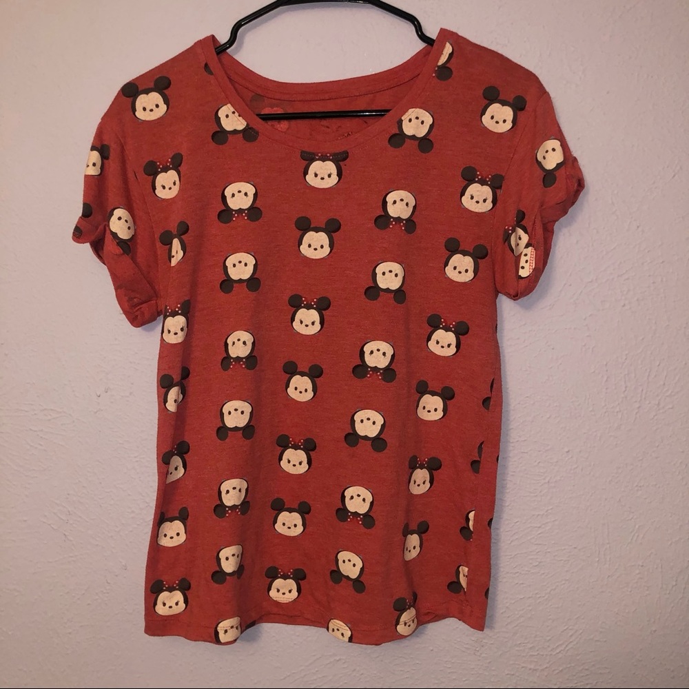 Red Mickey And Minnie Shirt M